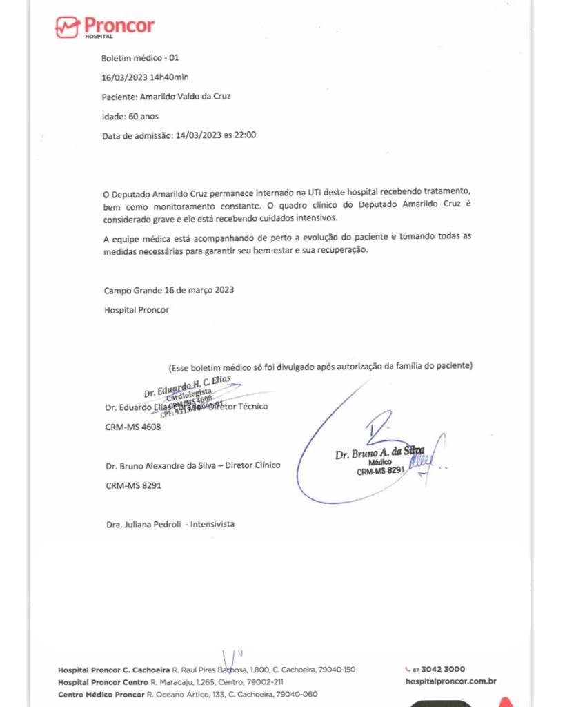 boletim medico amarildo cruz
