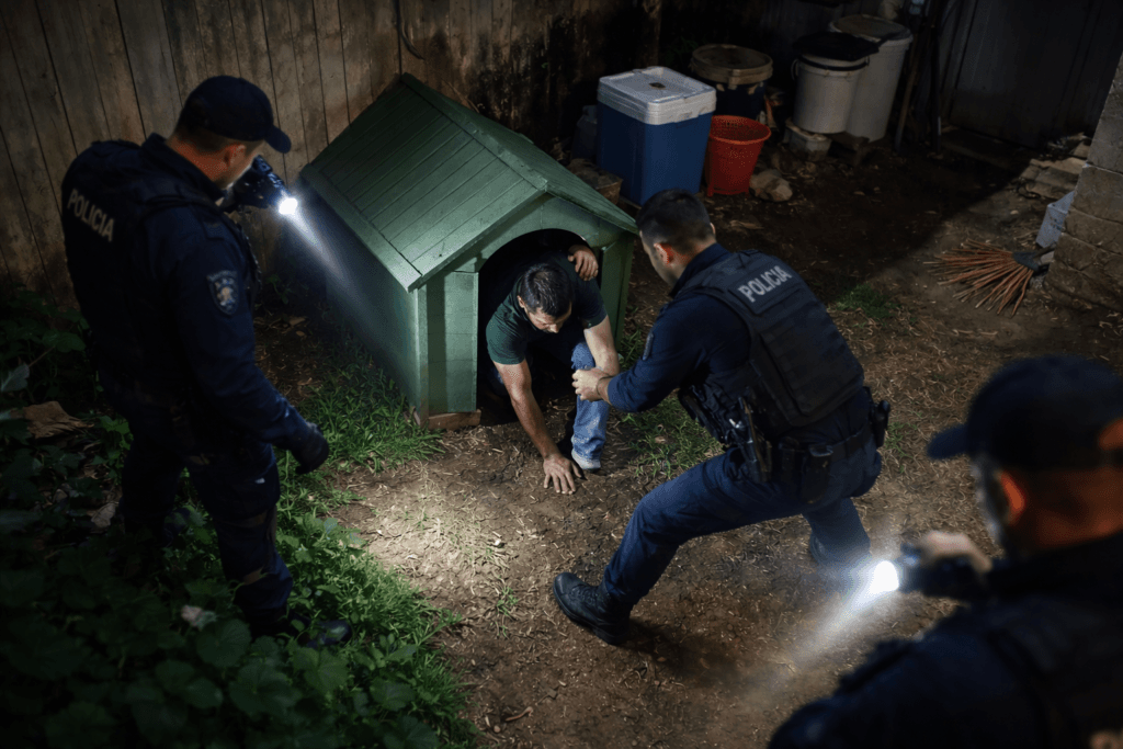 Suspeito com mandado de prisão é localizado em casinha de cachorro e preso em Rio Brilhante