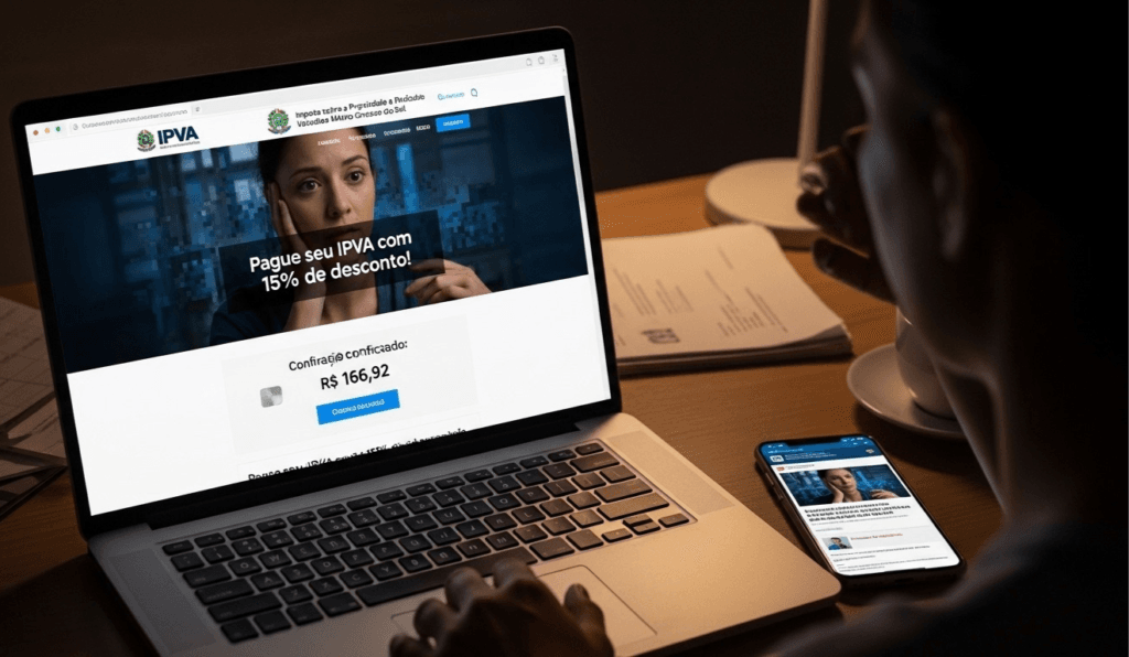 Morador de Campo Grande perde R$ 166,92 em golpe do IPVA realizado por site falso