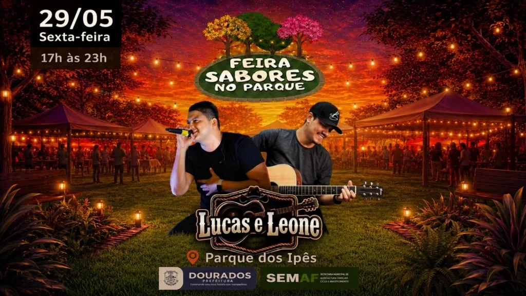 Dupla Lucas e Leone comanda noite musical na Feira Sabores no Parque dos Ipês nesta sexta-feira