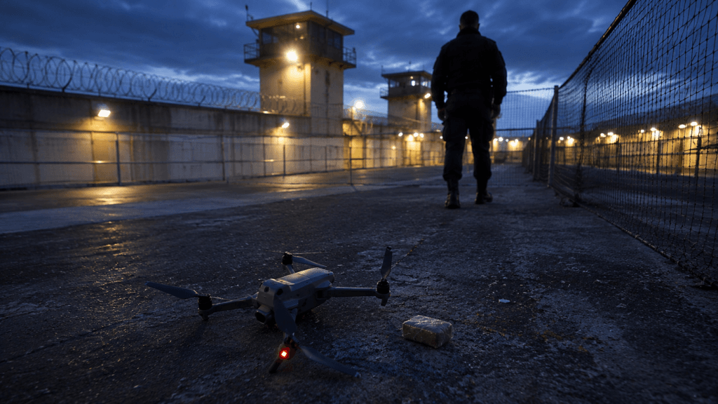 Policiais penais derrubam drone que levava celular e suposta cocaína à Penitenciária de Segurança Máxima de Campo Grande