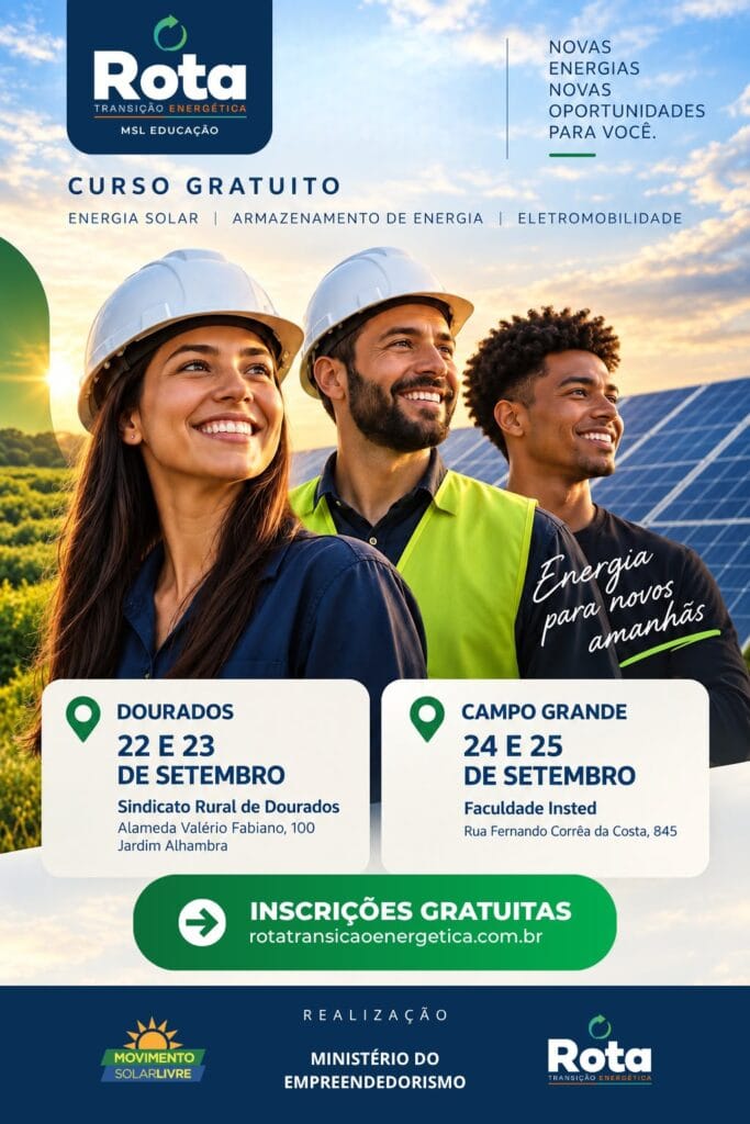 MSL abre 1 mil vagas para curso gratuito de energia solar em MS