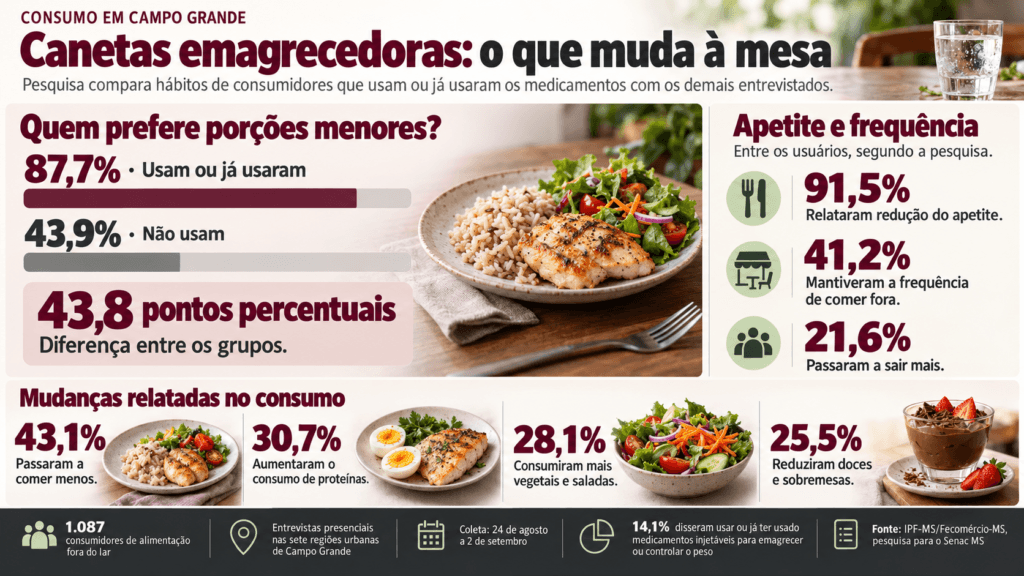 Canetas emagrecedoras mudam hábitos, mas mantêm clientes nos restaurantes