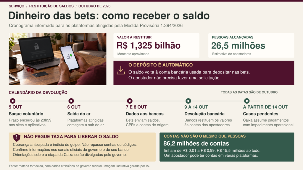 Devolução de R$ 1,325 bilhão das apostas começa hoje e chega a 26,5 milhões de pessoas