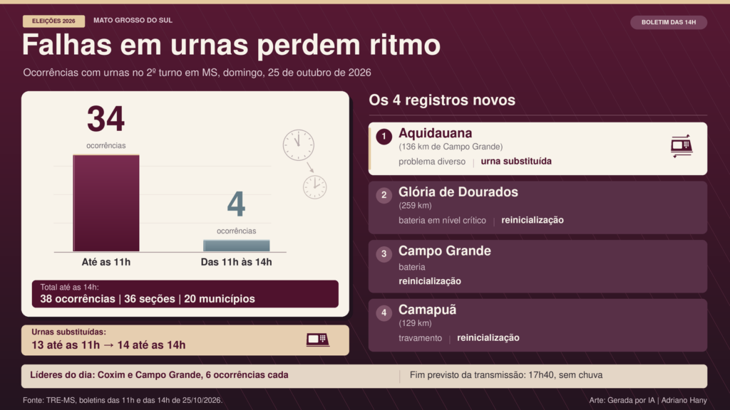 Falhas em urnas eletrônicas avançam pouco no segundo turno em MS